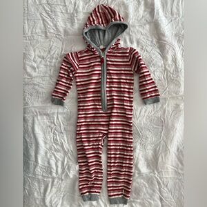 Cozy Striped Red and Gray Kids Pajama Set